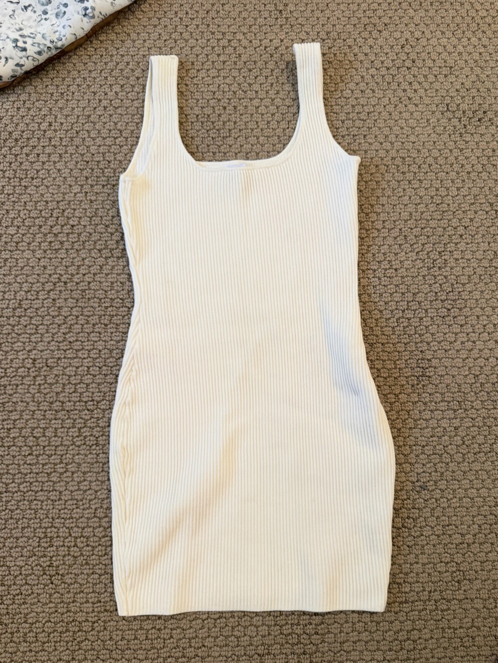 Princess Polly Cream Ribbed Mini Dress